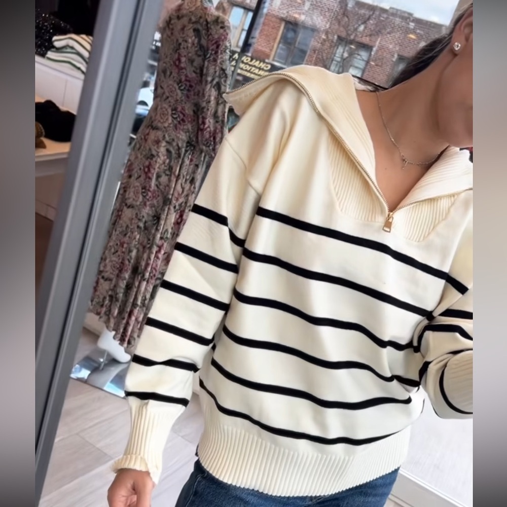 Mylo on Second (Hem and Thread) Striped Sweater - Cream and Black